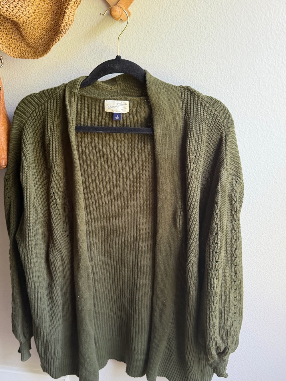 Universal Thread Olive Green Open-Front Ribbed Cardigan - Picture 2 of 8